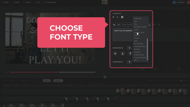 Choose font type Choose font type