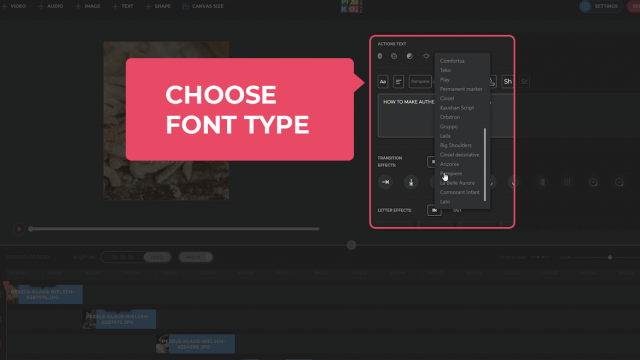 Choose font type Choose font type