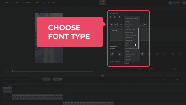 Choose font type Choose font type